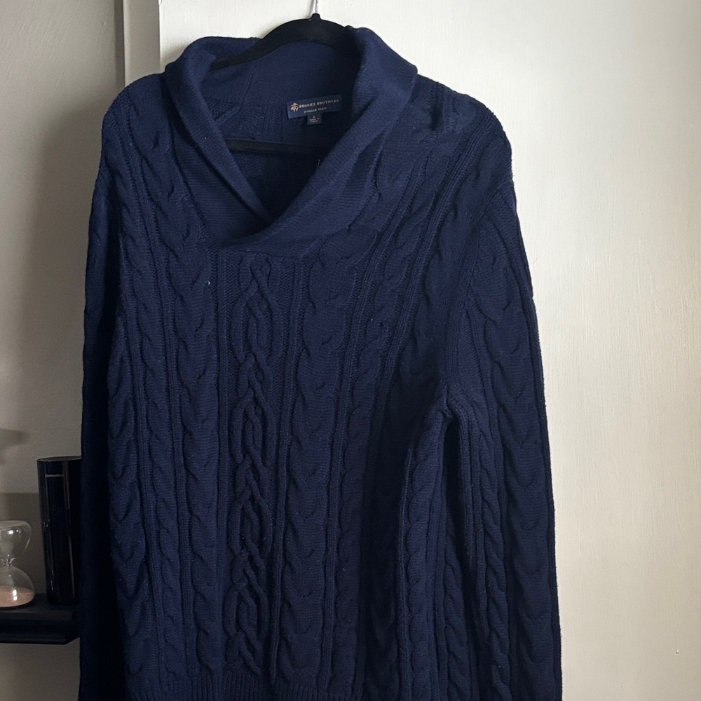 Brooks Brothers Deep Blue Cable Knit Turtleneck Sweater